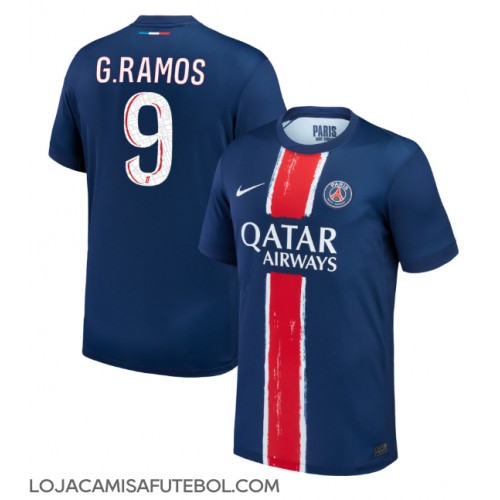 Camisa de Futebol Paris Saint-Germain Goncalo Ramos #9 Equipamento Principal 2024-25 Manga Curta